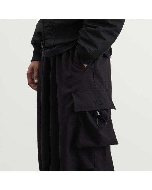 Y-3 Black Sport Uniform Wide Cargo Pants for men