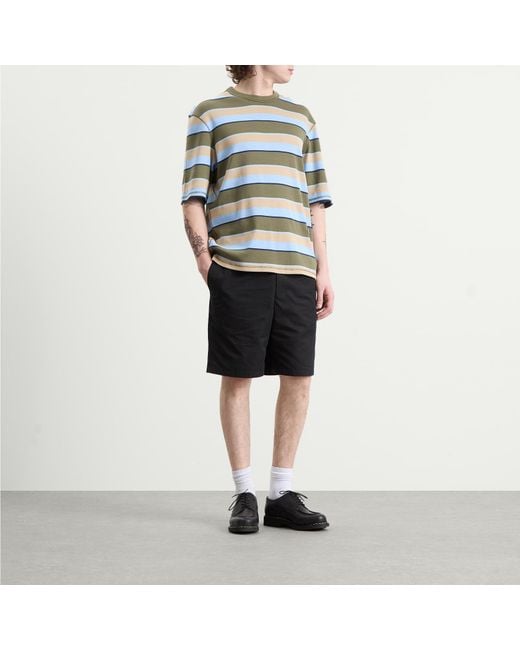 AMI Blue Short Sleeve Oversized Striped T-Shirt for men