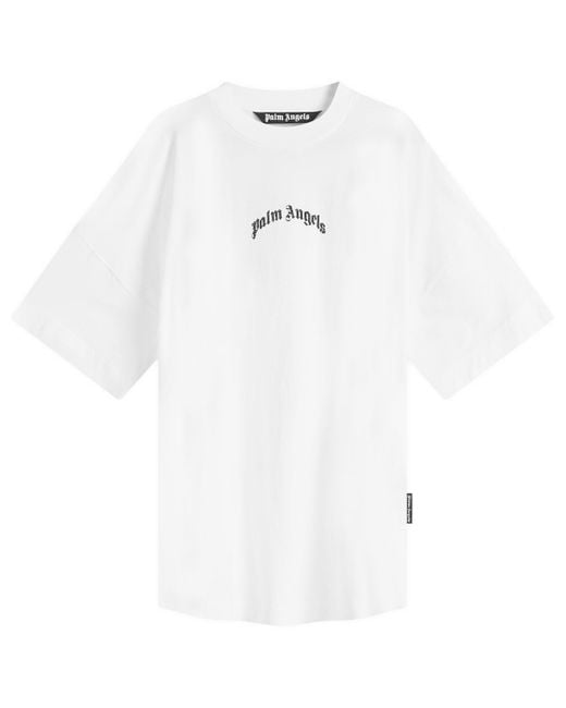 Palm Angels Black Curved Logo T-Shirt for men