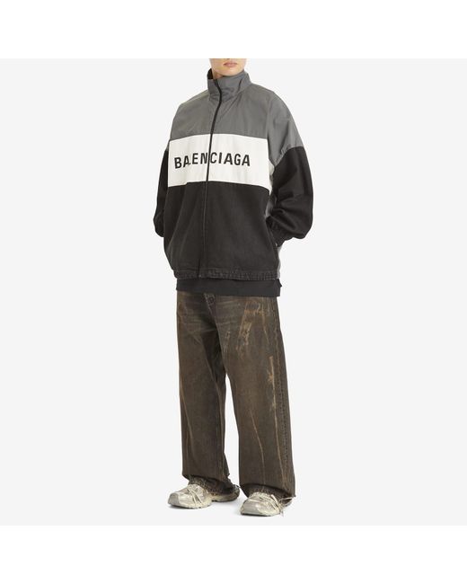 Balenciaga Gray Denim Zip-Up Jacket for men