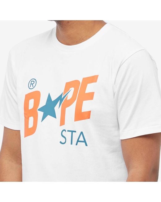 A Bathing Ape White Colours Bape Sta Logo T-Shirt for men