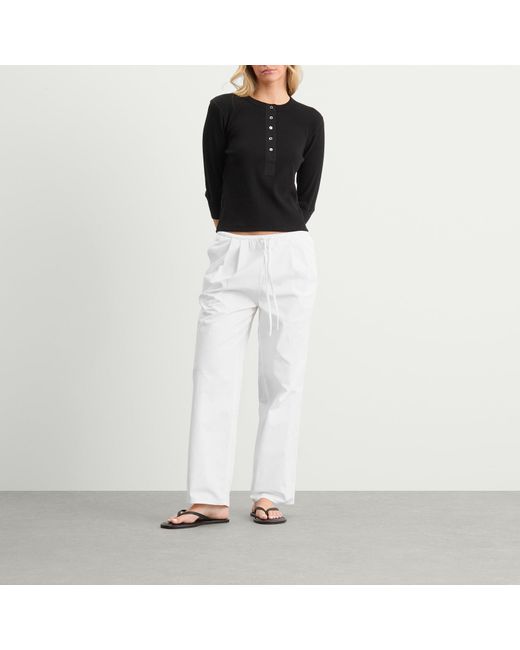 NOTHING WRITTEN White Lazy Cotton Drawstring Pants