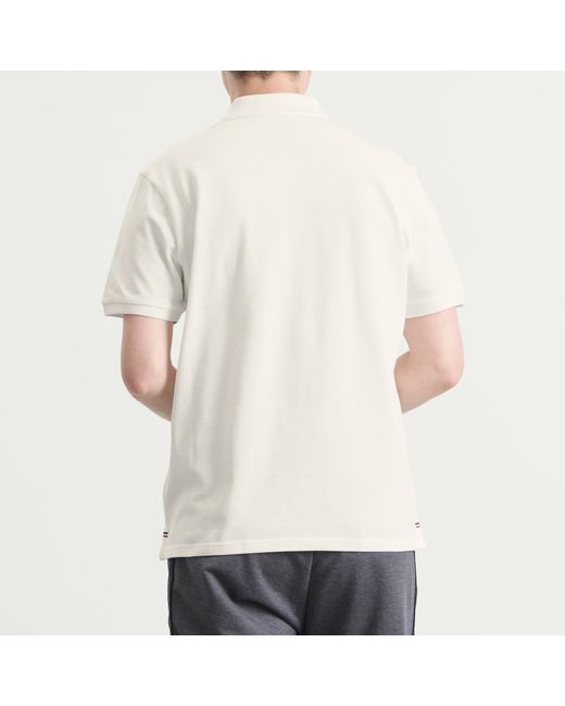 Moncler White Cotton Pique Logo Polo for men