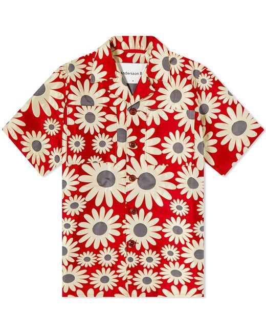 ANDERSSON BELL Red Daisy Jacquard Floral Shirt