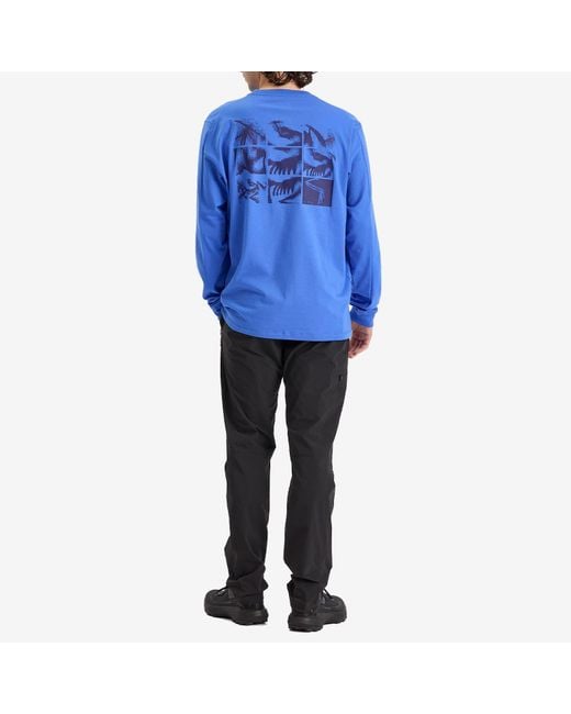 Arc'teryx Blue Kragg Sl Cotton Bird Tile Long Sleeve T-Shirt for men