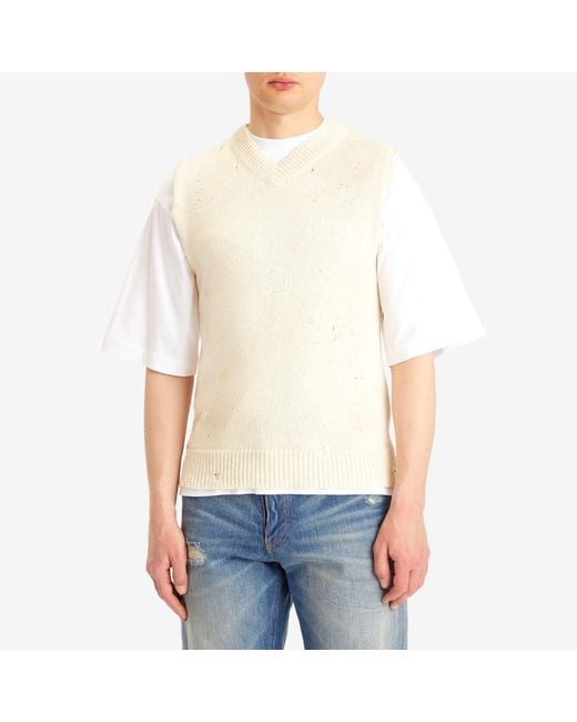 MM6 by Maison Margiela White Numbers Print Vest for men