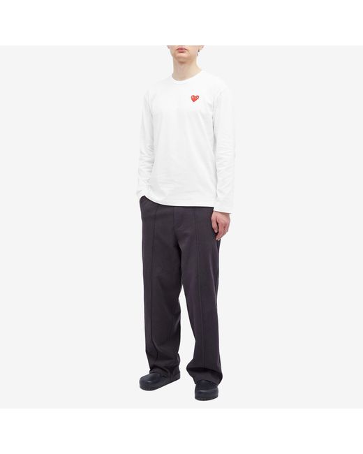 COMME DES GARÇONS PLAY White Long Sleeve Basic Logo T-Shirt for men