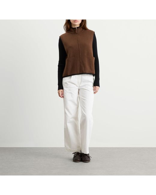 NOTHING WRITTEN Brown Dicky Zip-Up Vest