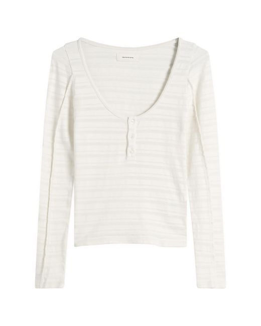 mfpen White Deep Henley Top