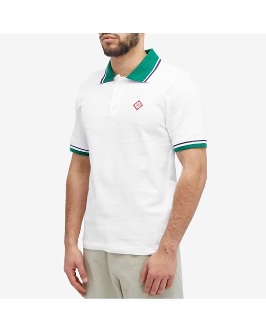 Casablancabrand White Pique Logo Polo Shirt for men