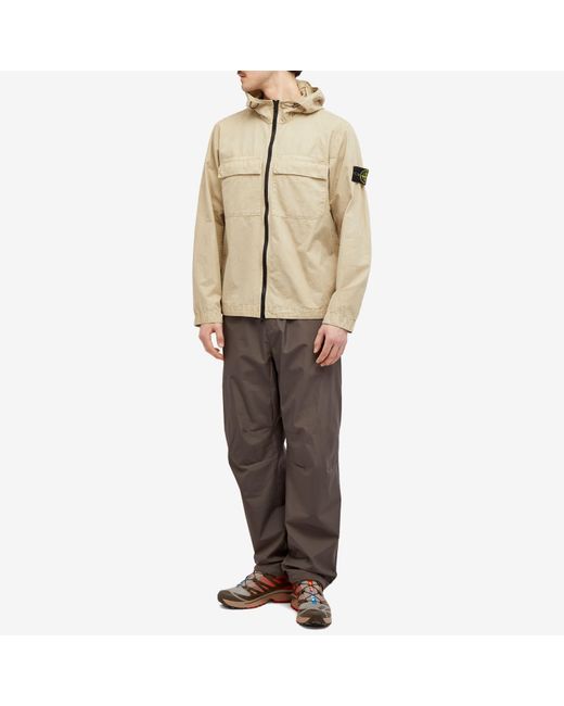 Stone Island Natural Brushed Cotton Canvas Hooded Overshirt for men