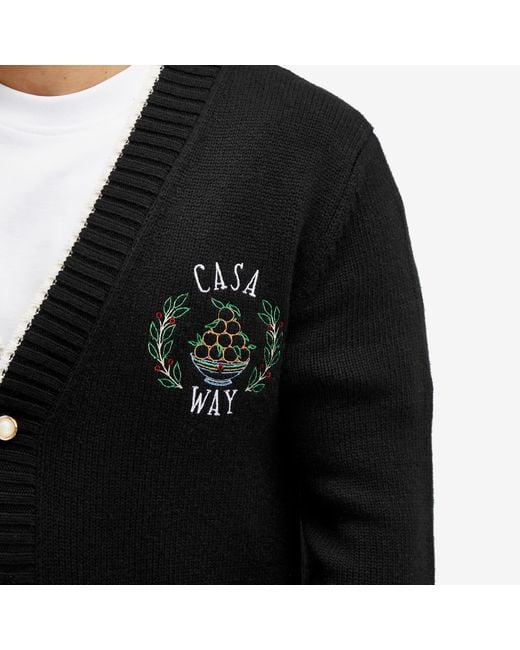Casablancabrand Black Embroidered Casa Way Cardigan for men