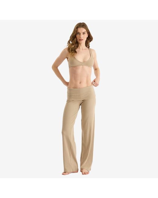 Skims Natural Cotton Rib Foldover Legging