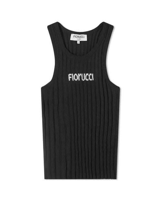 Fiorucci Black Angolo Ribbed Vest