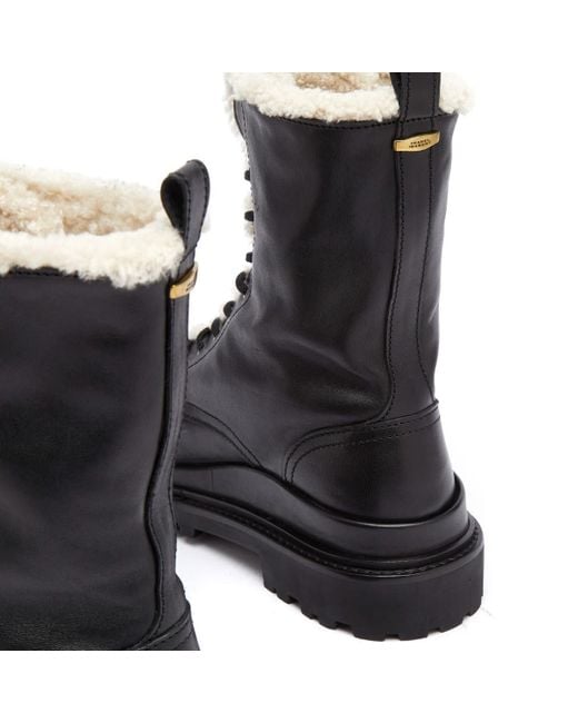 Isabel Marant Black Leather And Shearling Ranger Boot