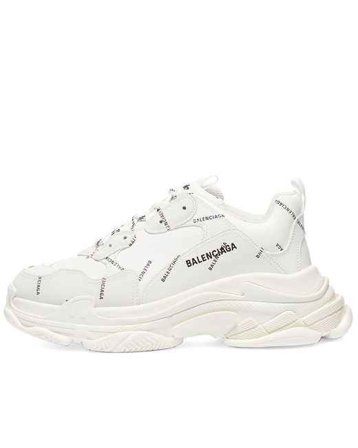 Balenciaga All Over Logo Triple S Sneakers in White for Men | Lyst