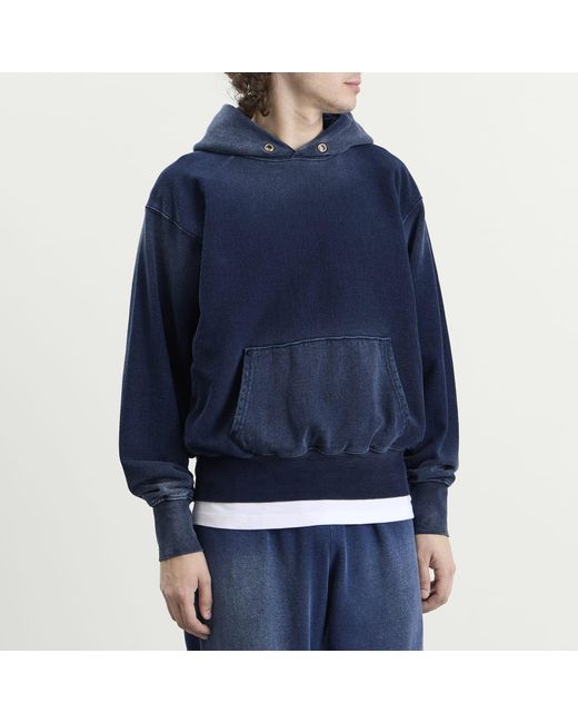 Les Tien Blue Heavyweight Hoodie for men