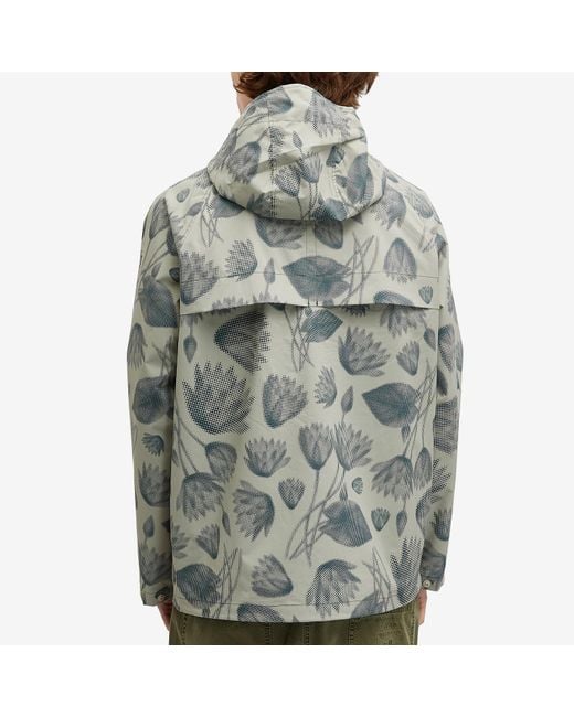 Paul Smith Gray Pixilated Flower Print Hooded Jacket for men