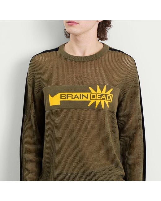 Brain Dead Green Long Sleeve Mesh Jumper for men