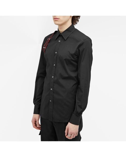 Alexander McQueen Black Tape Logo Harness Shirt for men