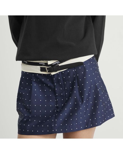 HOMMEGIRLS Blue Flip Waist Belt Mini Skirt