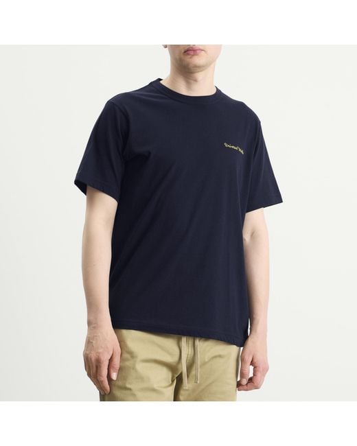 Universal Works Blue Wish You Were Here T-Shirt for men