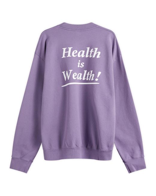 Sporty & Rich Purple Health Is Wealth Crewneck