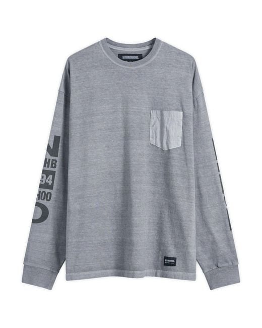 Neighborhood Gray Pigment Dyed Long Sleeve T-Shirt for men