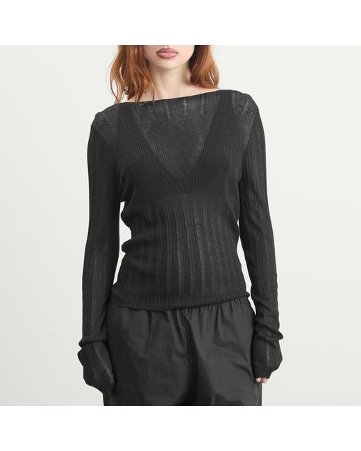Deiji Studios Black Open Work Longsleeve