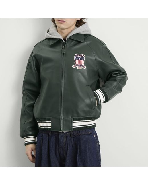 Avirex Green Icon Leather Jacket for men