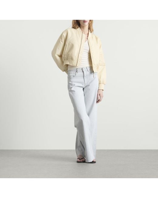 Anine Bing Natural Cropped Leon Bomber Jacket