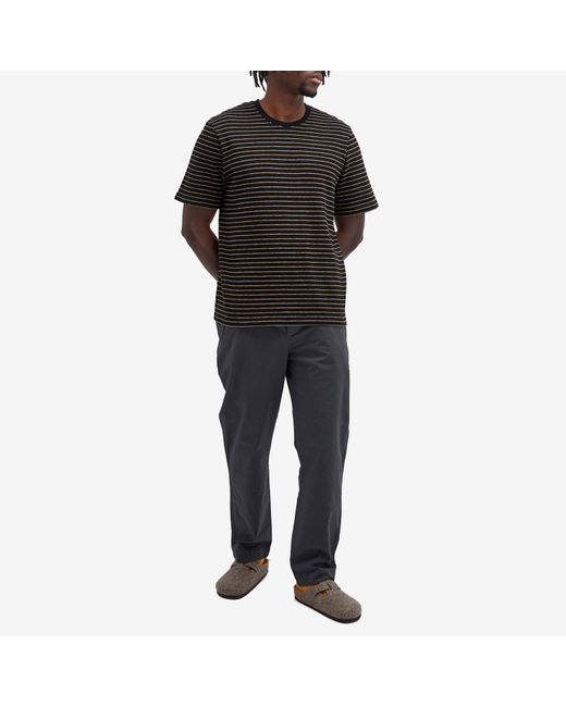 Folk Black Textured Stripe T-Shirt for men