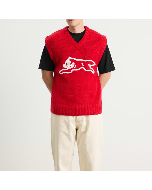 ICECREAM Red Running Dog Knit Vest for men