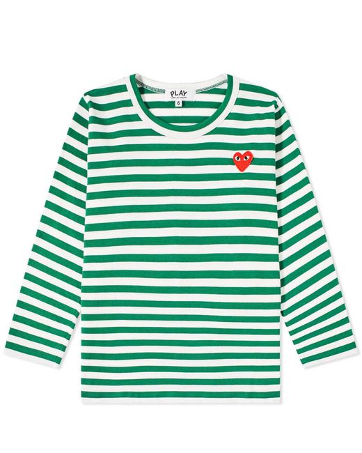 COMME DES GARÇONS PLAY Green Kids Long Sleeve Stripe T-Shirt for men