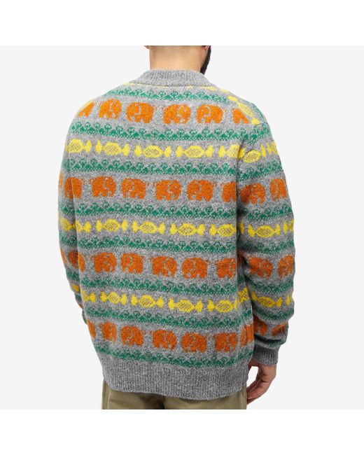 Howlin' By Morrison Multicolor Howlin' Elephants On Candy V-Neck Knit for men