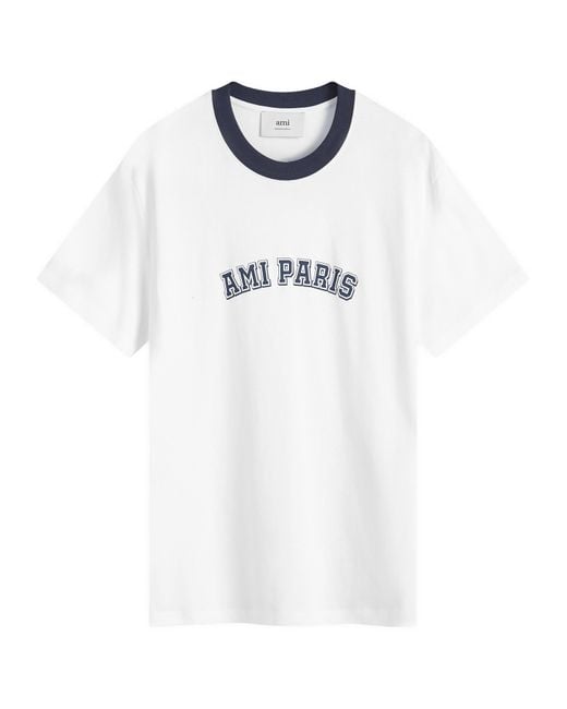 AMI White College Logo T-Shirt for men