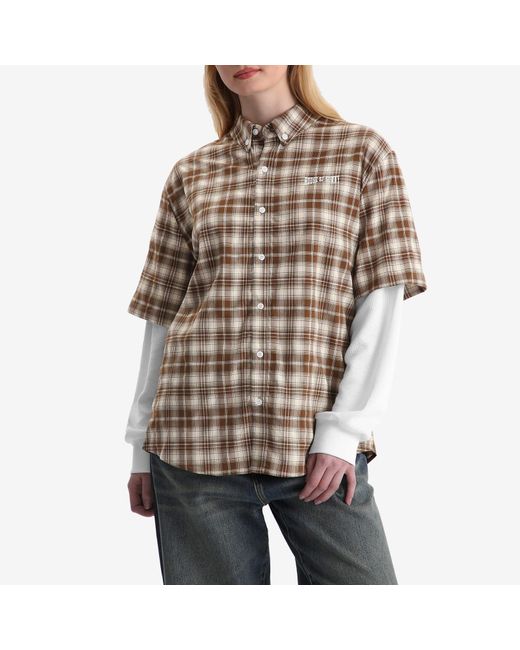 House Of Sunny Brown Double Layer Button Down Shirt