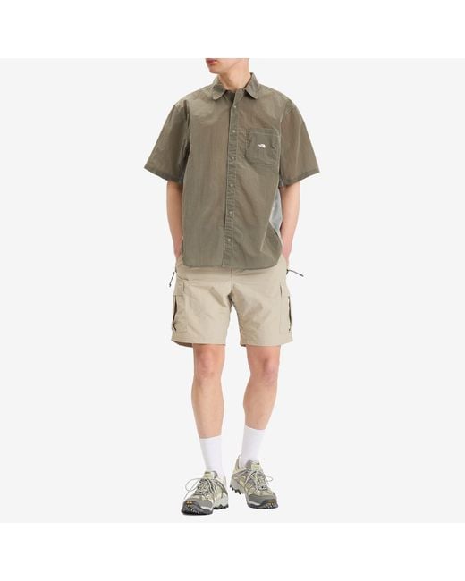 The North Face Green Fabric Mix Short Sleeve Shirt for men