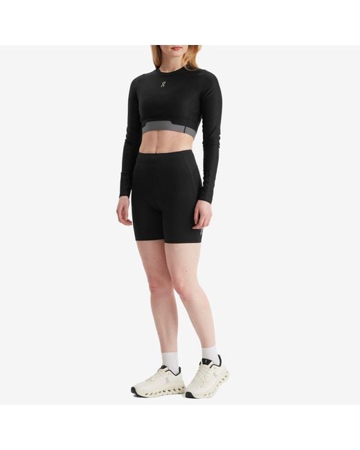 On Shoes Black Train Lg Sleeve Crop Top