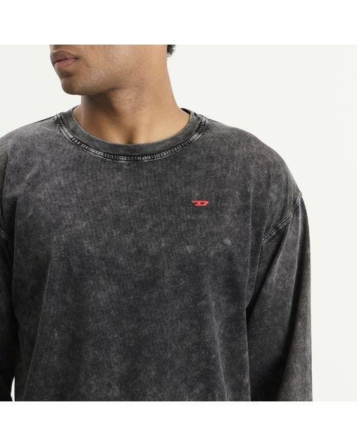 DIESEL Black Garment Dyed Long Sleeve T-Shirt for men