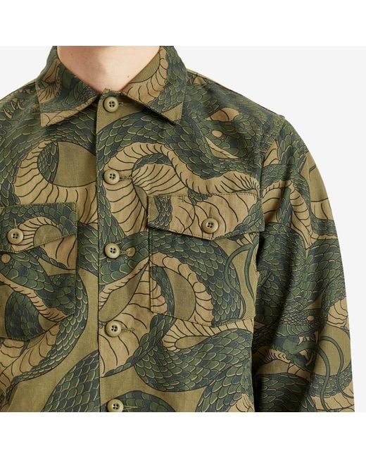Maharishi Green Snakeskin Utility Overshirt for men