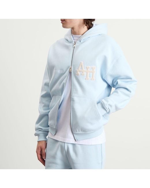 Annie Hood Blue College Zip Hoodie for men
