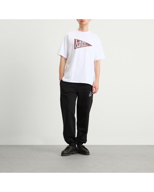 Late Checkout White Burgundy Flag T-Shirt for men