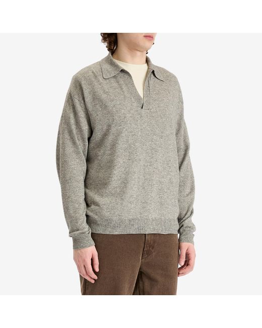 【AURALEE】CASHMERE SILK KNIT SKIPPER POLO Namu Shop - Auralee Super Fine Cashmere Silk Knit Skipper