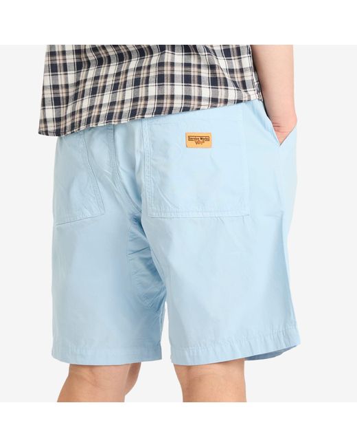 Service Works Blue Poplin Chef Shorts for men
