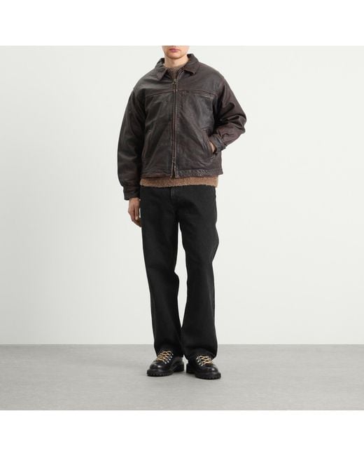 FRIZMWORKS Black Destroyed Cowhide Leather Jacket for men