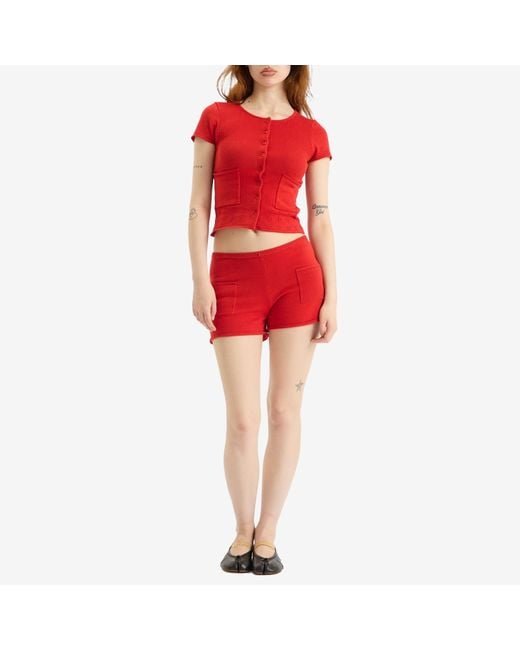 Peachy Den Red Marie Knit Polo Top