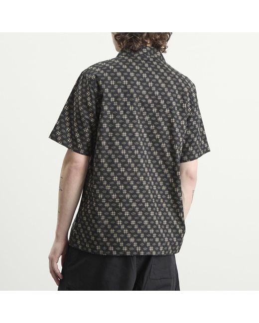 Maharishi Black Kasuri Cuban Collar Shirt for men