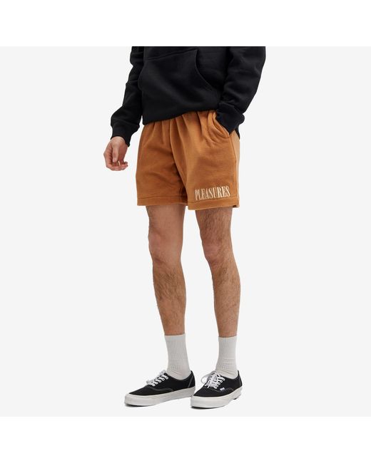 Pleasures Brown Equator Fleece Shorts for men