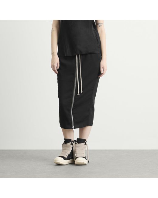 Rick Owens Black Zipped Short Pillar Skirt